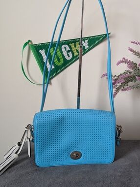 Coach Legacy Perforated Penelope Crossbody In Robin Egg Blue